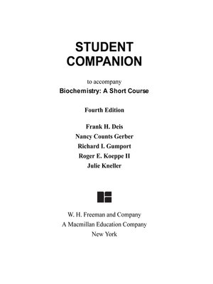cover image of Student Companion for Biochemistry: A Short Course